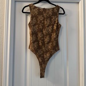 Hello Molly Floral Bodysuit in Brown and Cream